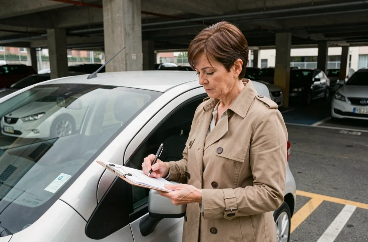 Une femme remplit un formulaire de location de voiture, symbolisant le statut de conducteur occasionnel dans le cadre d'une assurance automobile